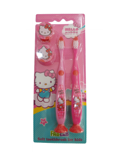 HELLO KITTY SOFT TOOTHBRUSH KIDS WITH COVER & BASE 2 PCS