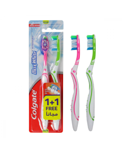 COLGATE MAX WHITE 1+1 WITH POLISHING STAR MEDIUM TOOTHBRUSH 2 PCS