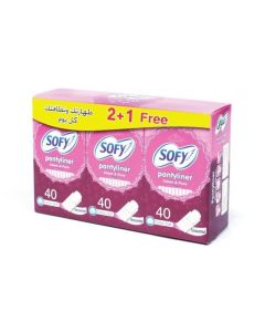 SOFY PANTY LINER (UNSCENTED) CLEAN & PURE 120 PCS 2+1 (4X120)