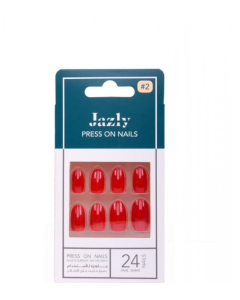JAZLY NAILS RED OVAL SHINY #2
