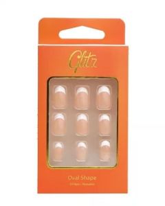 GLITZ PRESS ON NAILS OVAL SILVER #16