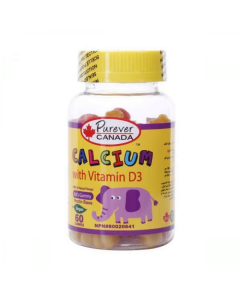 PUREVER CANADA CALCIUM WITH VITAMIN D3 KIDS GUMMY 60 GUMMIES