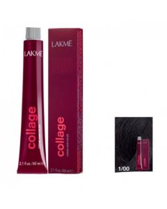 LAKME COLLAGE CREAM HAIR COLOR 1/00 BLACK NEGRO NOIR 60 ML
