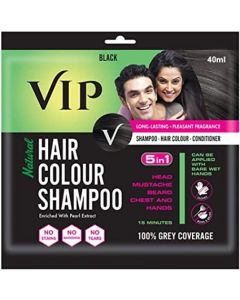 VIP 5×1 NATURAL BLACK HAIR COLOUR SHAMPOO 40 ML