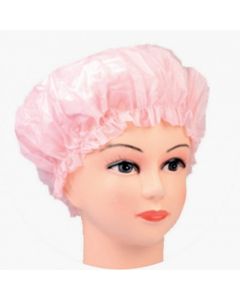 PROFESSIONAL SHOWER CAP PLASTIC WITH STRAP ROSE 4773
